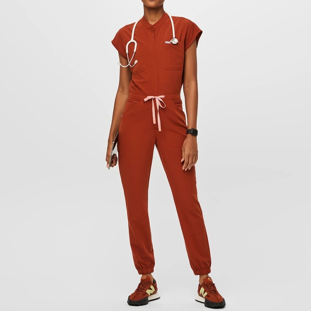 Figs Rafaela Cargo Jumpsuit in Auburn